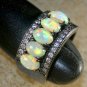 BLACK SILVER Elegant White Fire Opal 5 Stone Ring Size 5, WR41004