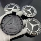 Set of 4 Black Wreath Wheel Center Caps 75MM For Mercedes