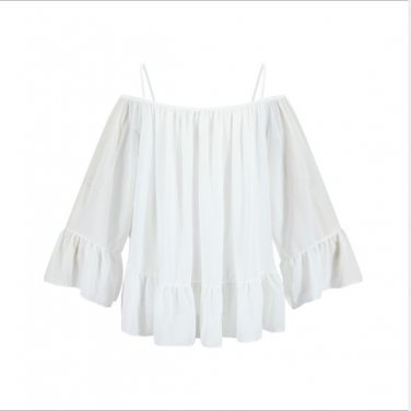 Chiffon White Wavy Edge Tank Top Semi Sheer Loose Flowy Flopper Shirt