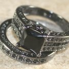 Black SILVER Elegant Black Onyx Wedding & Engagement Ring Set Size 8.75 Black SILVER Elegant Black Onyx Wedding & Engagement Ring Set Size 8.75