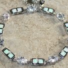 Silver Elegant White Fire Opal & White Topaz Rectangular Bracelet