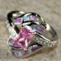 SILVER Elegant Pink Fire Opal & Pink Kunzite Ring Size 7 Woman Gift WR40605