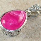 SILVER Vintage Style Pink Red Agate Teardrop Pendant Jewelry Woman Gift