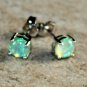 SILVER Elegant Green Fire Opal Round Stud Earrings Jewelry Woman Gift #3