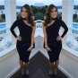 Black DAZZLING OFF-THE-SHOULDER HIGH SLIT SLINKY Midi DRESS Sexy Skirt Bodycon
