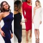 Black DAZZLING OFF-THE-SHOULDER HIGH SLIT SLINKY Midi DRESS Sexy Skirt Bodycon