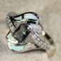 SILVER Elegant White Fire Opal & Rainbow Topaz Ring Size 6 Woman Gift WR40604