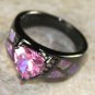 BLACK SILVER Elegant Pink Fire Opal & Pink Kunzite Ring Size 5, WR40804