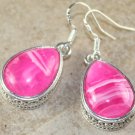 SILVER Vintage Style Pink Red Agate Teardrop Earrings Woman Gift Jewelry