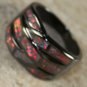 BLACK SILVER Elegant Orange Fire Opal Big Ring Size 8, WR40404