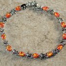 Silver Elegant Orange Fire Opal Teardrop Bracelet Jewelry Woman Gift