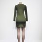 Green MICRO FIBER HIGH SLIT Long Sleeve Midi DRESS Sexy Skirt Bodycon Sling Wear