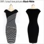Black White Striped Stitching Maxi Dress Pencil Jumper Skirt Strapless Sundress