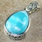 SILVER Vintage Style Sky Blue Jasper Teardrop Pendant Jewelry Woman Gift