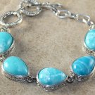 Silver Vintage Style Sky Blue Jasper Teardrop Bracelet