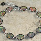 Silver Elegant Orange Fire Opal Oval Bracelet