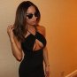 Black Women's Halter Neck off-the-shoulder Sling Dew Navel Midi Dress Sundress