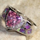 SILVER Elegant Pink Fire Opal & Pink Kunzite Ring Size 8, WR40701