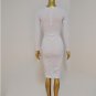 White DAZZLING Long Sleeve HIGH SLIT SLINKY Midii DRESS Sexy Skirt Bodycon Sling