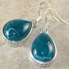 SILVER Vintage Style Green Agate Teardrop Earrings Woman Gift Jewelry
