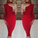 Red OFF-THE-SHOULDER HIGH SLIT SLINKY Maxi DRESS Sexy Skirt Bodycon Red OFF-THE-SHOULDER HIGH SLIT SLINKY Maxi DRESS Sexy Skirt Bodycon