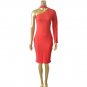 Red OFF-THE-SHOULDER HIGH SLIT SLINKY Maxi DRESS Sexy Skirt Bodycon