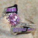 SILVER Elegant Pink Fire Opal & Pink Kunzite Ring Size 6 WR40903