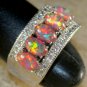 SILVER Elegant Orange Fire Opal 5 Stone Ring Size 7  WR41101