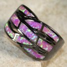 BLACK SILVER Elegant Pink Fire Opal Big Ring Size 8, WR40403