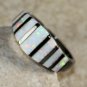 BLACK SILVER Elegant White Fire Opal Ring Size 5, WR41502