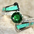 SILVER Elegant Green Fire Opal & Green Peridot Ring Size 8 WR40902