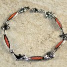 Silver Elegant Orange Fire Opal Bracelet Sea Animals Crab Turtle Dolphin Star