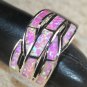 SILVER Elegant Pink Fire Opal Big Ring Size 6 WR40304