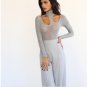 Grey Long Sleeve HALTER FIT Skirt Dress Evening Party Jumpsuit Sundress Romper