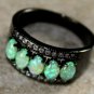 BLACK SILVER Elegant Green Fire Opal 5 Stone Ring Size 8, WR41002