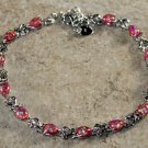 Silver Elegant Red Fire Opal Teardrop Bracelet Jewelry Woman Gift