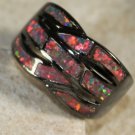 BLACK SILVER Elegant Orange Fire Opal Big Ring Size 7, WR40404