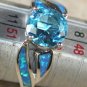 SILVER Elegant Blue Fire Opal & Royal Blue Topaz Ring Size 9, WR40202