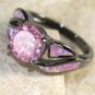 Black SILVER Elegant Pink Fire Opal & Pink Kunzite Ring Size 5, WR40105