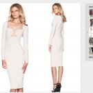 White HALTER FIT Fleece Jumperskirt Midi Dress Evening Party Clubwear Sundress
