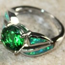 SILVER Elegant Green Fire Opal & Green Peridot Ring Size 5, WR40204