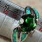 SILVER Elegant Green Fire Opal & Green Peridot Ring Size 5, WR40204