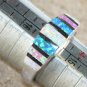 SILVER Elegant Blue, White & Pink Fire Opal Rainbow Ring Size 5, WR41401