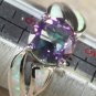 SILVER Elegant White Fire Opal & Rainbow Topaz Ring Size 9, WR40201