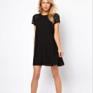 Black Lace Chiffon Splicing Short Sleeve Dress Jupmer Skirt Strapless Sundress Black Lace Chiffon Splicing Short Sleeve Dress Jupmer Skirt Strapless Sundress