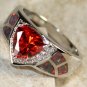 SILVER Elegant Orange Fire Opal & Orange Red Garnet Ring Size 6, WR40702