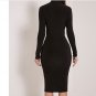 Sexy Black HALTER Skirt Midi Dress Evening Party Club Long Sleeve Dress Sundress