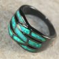 BLACK SILVER Elegant Green Fire Opal Big Ring Size 9, WR40402