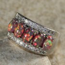 SILVER Elegant Orange Fire Opal 5 Stone Ring Size 6  WR41101
