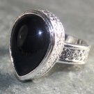 SILVER Vintage Style Black Onyx Teardrop Ring Size 9 SILVER Vintage Style Black Onyx Teardrop Ring Size 9